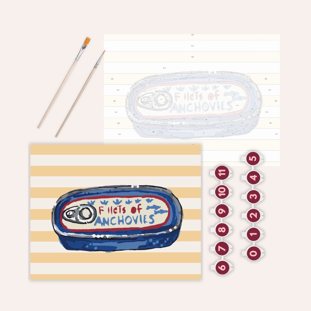Retro Anchovies Paint-by-Number Kit