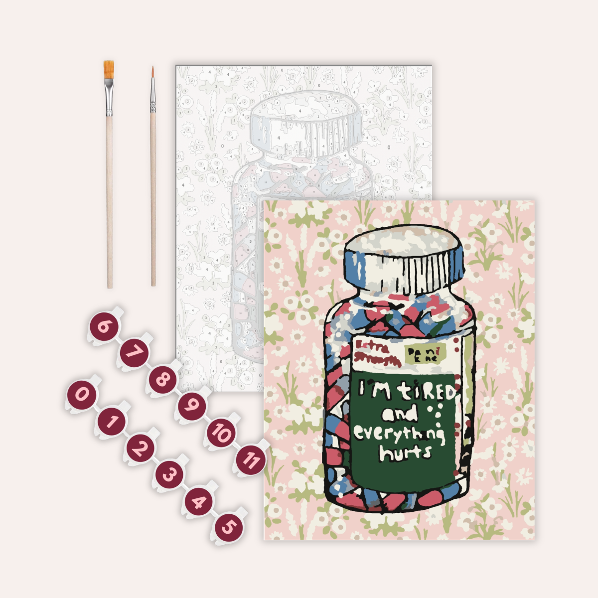 I’m Tired & in Pain Pill Bottle Paint-by-Number Kit