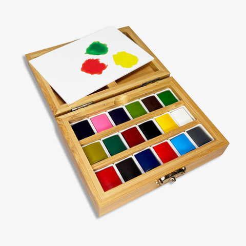 18-Color Portable Bamboo Watercolor Set